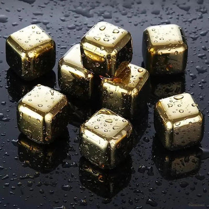 Cubos de Hielo Acero Inox Dorado con Pincel - Zenithi Hogar