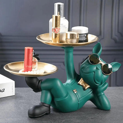 Escultura Decorativa Bandeja Buldogue Francés