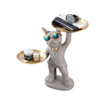 Estatua Bulldog Decorativo Francés Gris