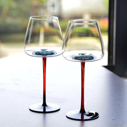 Copa de Vino Cristal Tallo Rojo - Zenithi Hogar