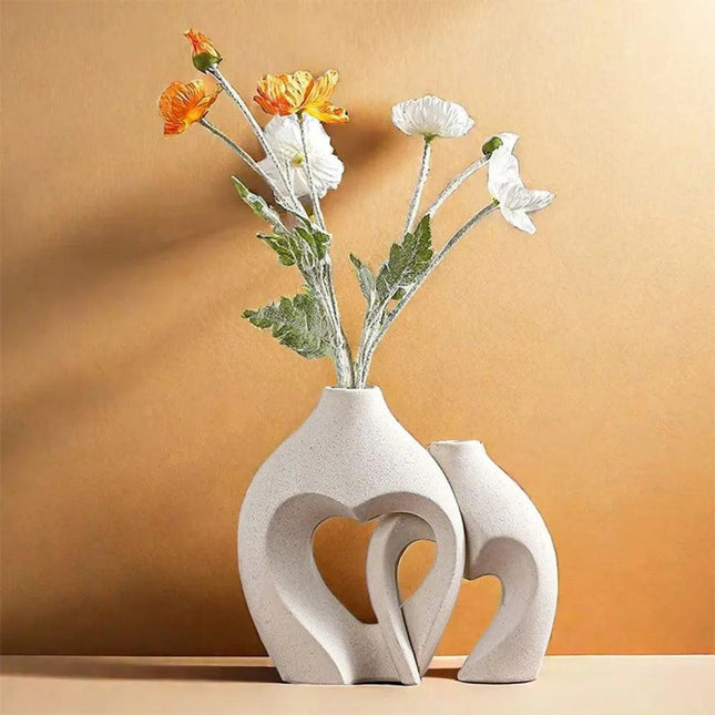 Vaso Decorativo para Sala de Cerâmica 2 Corazones