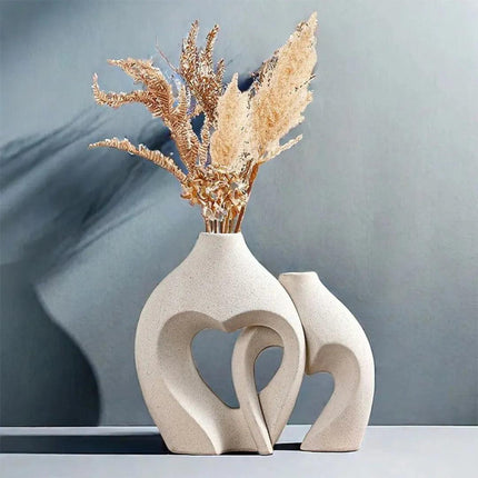 Vaso Decorativo para Sala de Cerâmica 2 Corazones