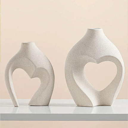 Vaso Decorativo para Sala de Cerâmica 2 Corazones
