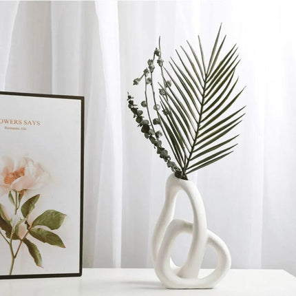 Vaso decorativo para sala de cerámica 2 piezas en 1