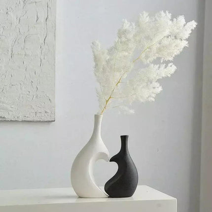 Vaso Decorativo para Sala de Cerámica Corazón 2 Piezas