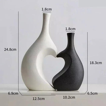 Vaso Decorativo para Sala de Cerámica Corazón 2 Piezas