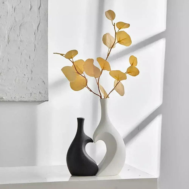 Vaso Decorativo para Sala de Cerámica Corazón 2 Piezas