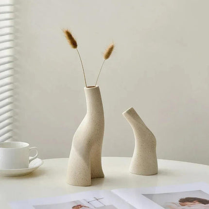 Vaso Decorativo para Sala de Cerámica Espiral 2 Piezas